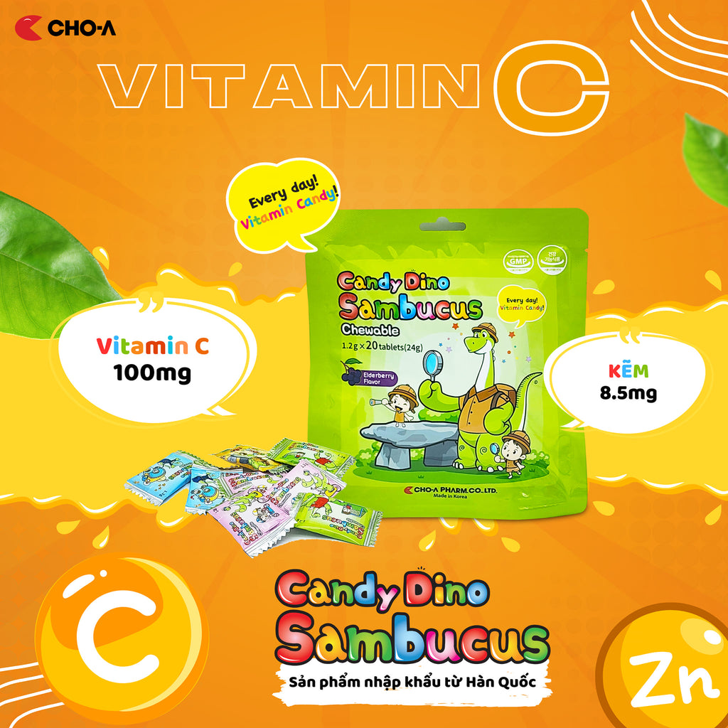 Kẹo Dino Sambucus bổ sung kẽm & vitamin C